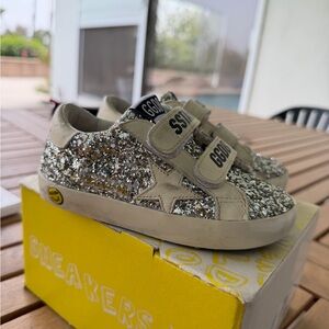 Golden Goose Kids Glitter Star Velcro Sneakers - Silver/Beige